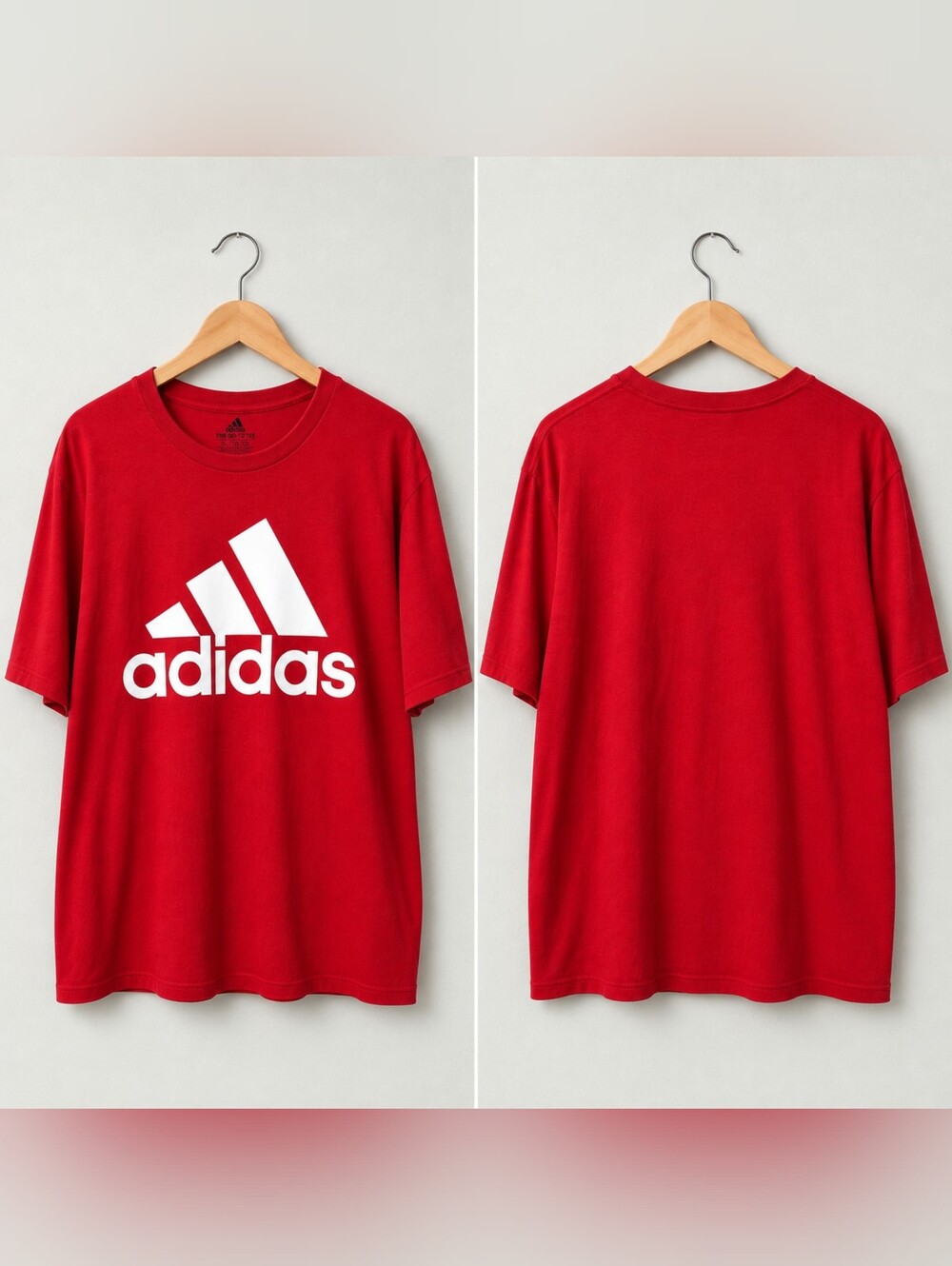 adidas Red Short-Sleeve Logo Tee with White Graphic